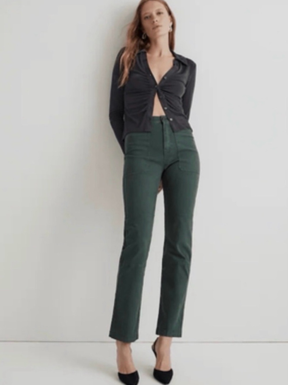 High-Rise 90’s Straight Leg Jeans in Spruce Green